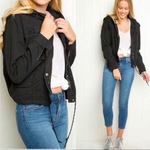 BRANDY MELVILLE Hailey Zip Hood Jacket Black OS